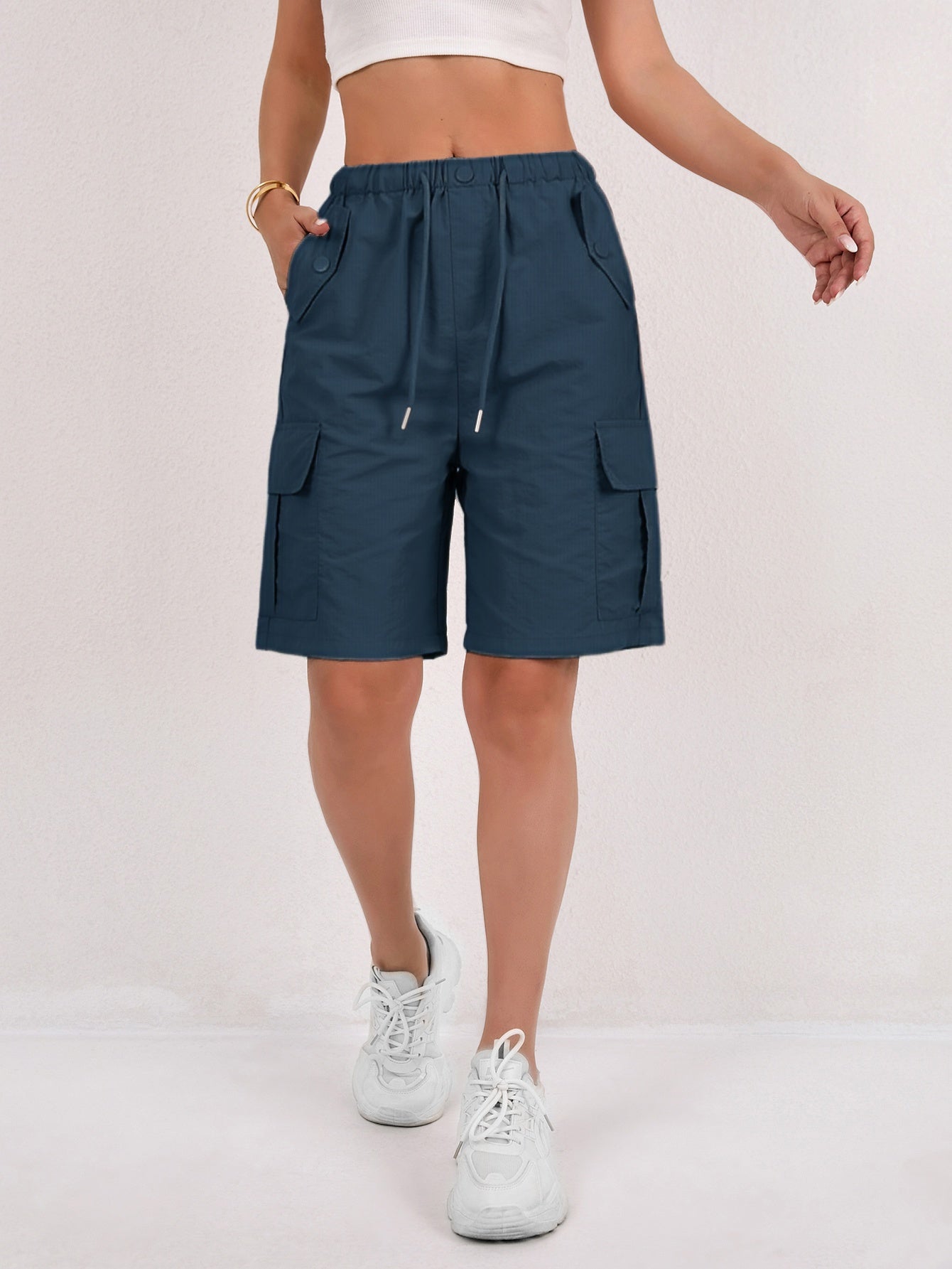 Cargo-Shorts – Elastischer Bund – Lockere Passform – Freizeit-Shorts – Damen-Shorts-HauteBerlin