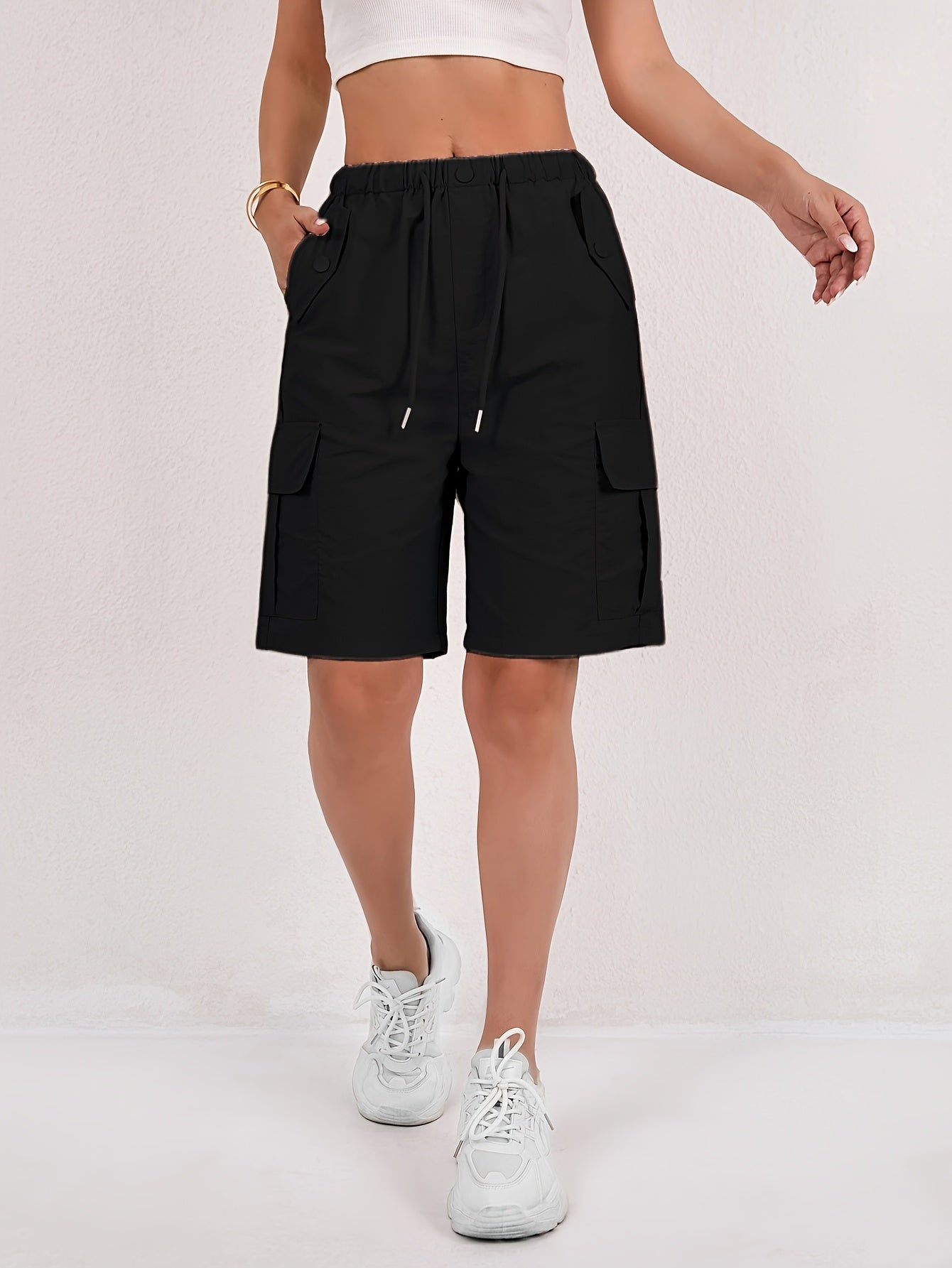 Cargo-Shorts – Elastischer Bund – Lockere Passform – Freizeit-Shorts – Damen-Shorts-HauteBerlin