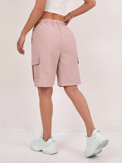 Cargo-Shorts – Elastischer Bund – Lockere Passform – Freizeit-Shorts – Damen-Shorts-HauteBerlin