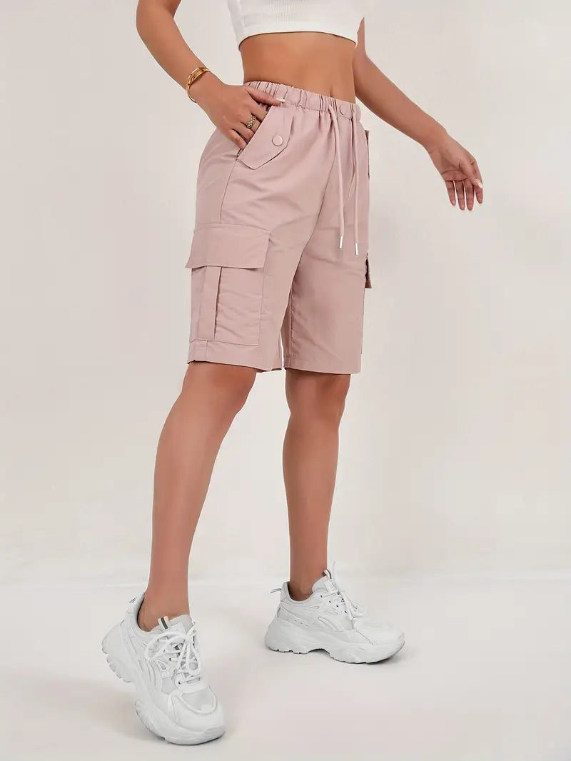 Cargo-Shorts – Elastischer Bund – Lockere Passform – Freizeit-Shorts – Damen-Shorts-HauteBerlin