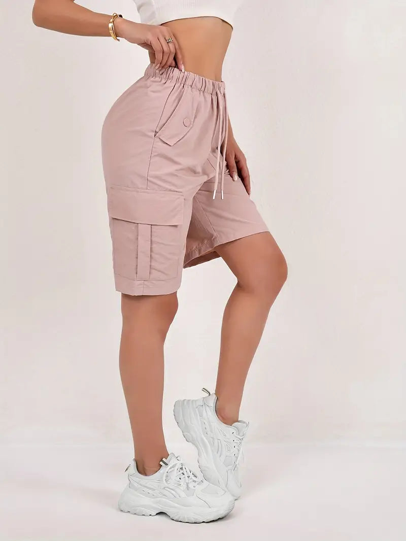 Cargo-Shorts – Elastischer Bund – Lockere Passform – Freizeit-Shorts – Damen-Shorts-HauteBerlin