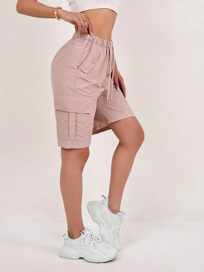 Cargo-Shorts – Elastischer Bund – Lockere Passform – Freizeit-Shorts – Damen-Shorts-HauteBerlin