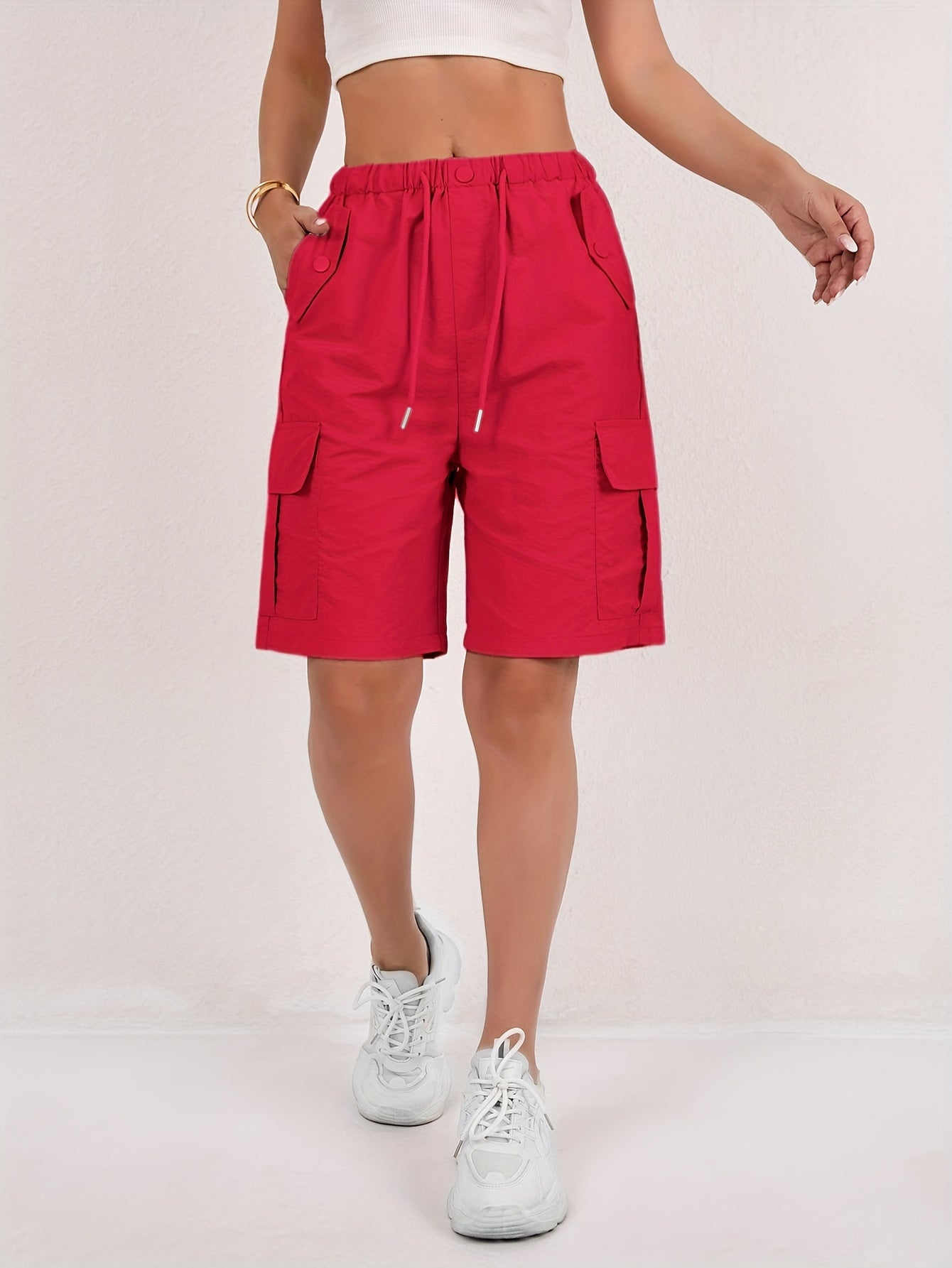 Cargo-Shorts – Elastischer Bund – Lockere Passform – Freizeit-Shorts – Damen-Shorts-HauteBerlin