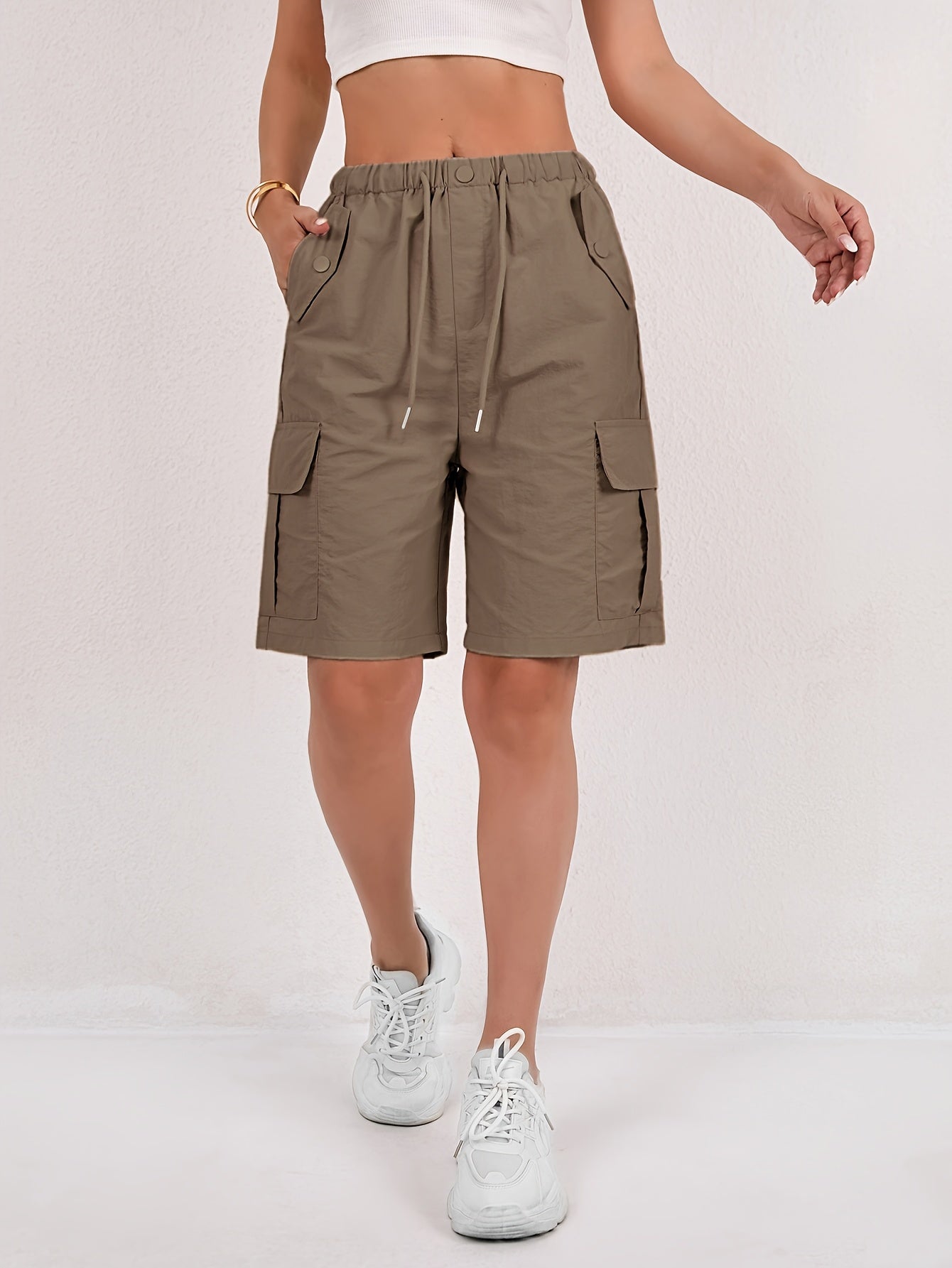 Cargo-Shorts – Elastischer Bund – Lockere Passform – Freizeit-Shorts – Damen-Shorts-HauteBerlin