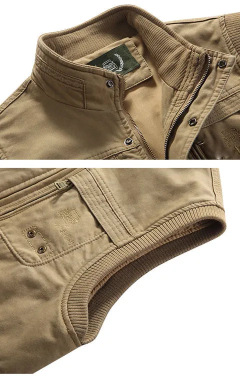 Cargo Vest - Herren Zip-Up Vintage Style Arbeitsweste mit Taschen-HauteBerlin