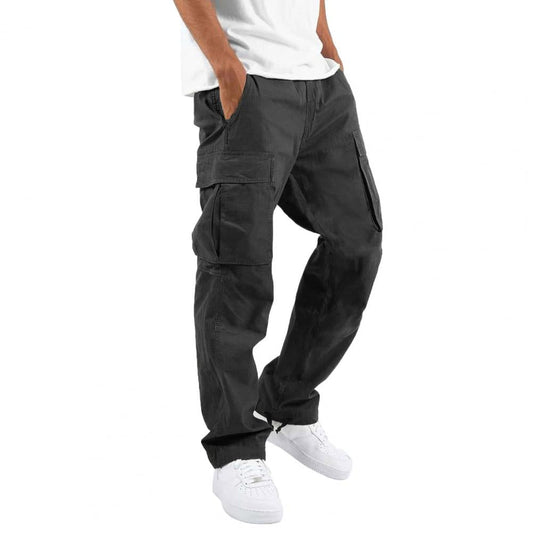 Cargohose - Herren Cargohose mit geradem Bein und Kordelzug, mit Taschen-HauteBerlin