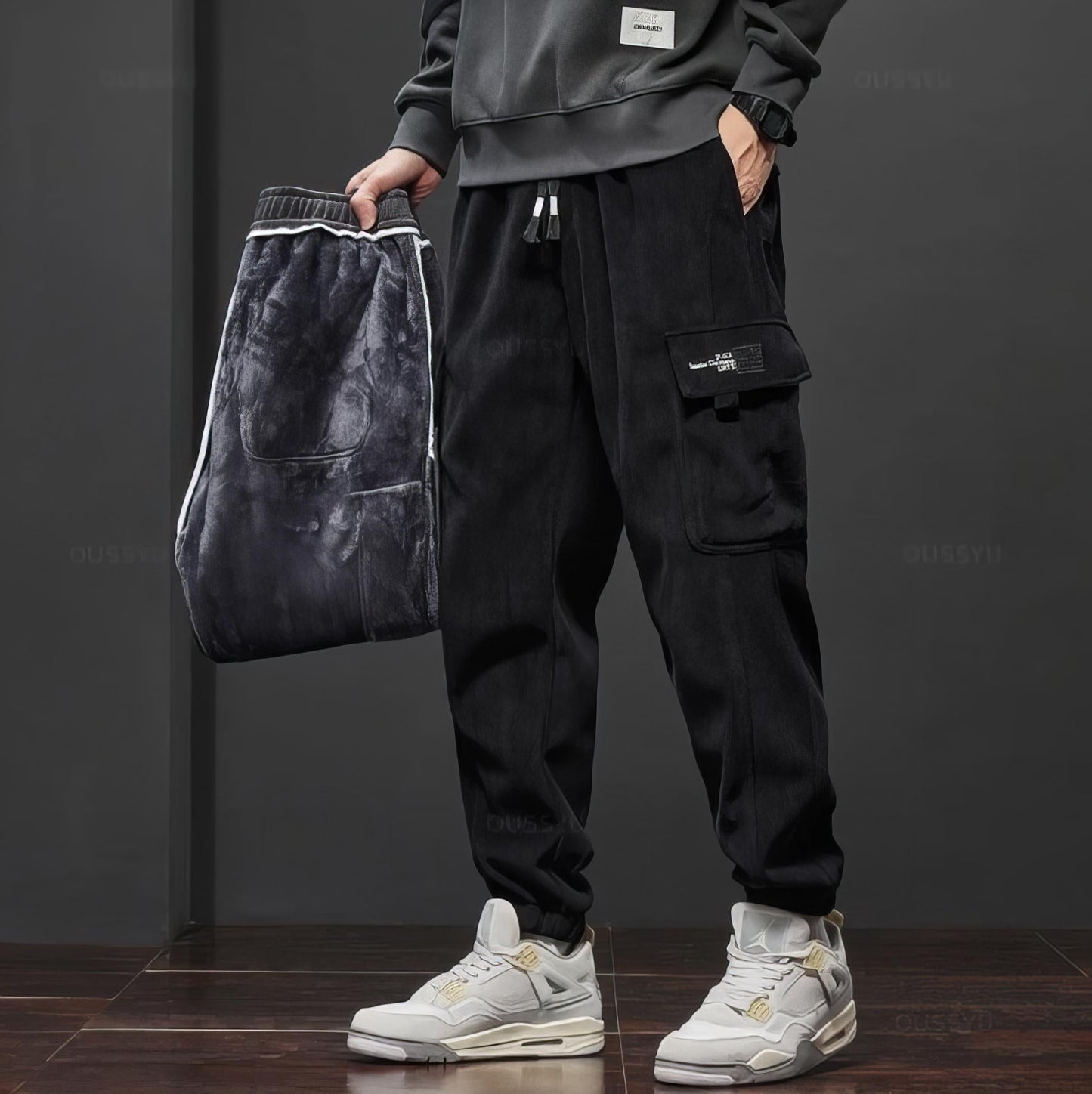 Cargohose - Samt - Loose Fit - Cargo Jogger - Herrenhosen-HauteBerlin