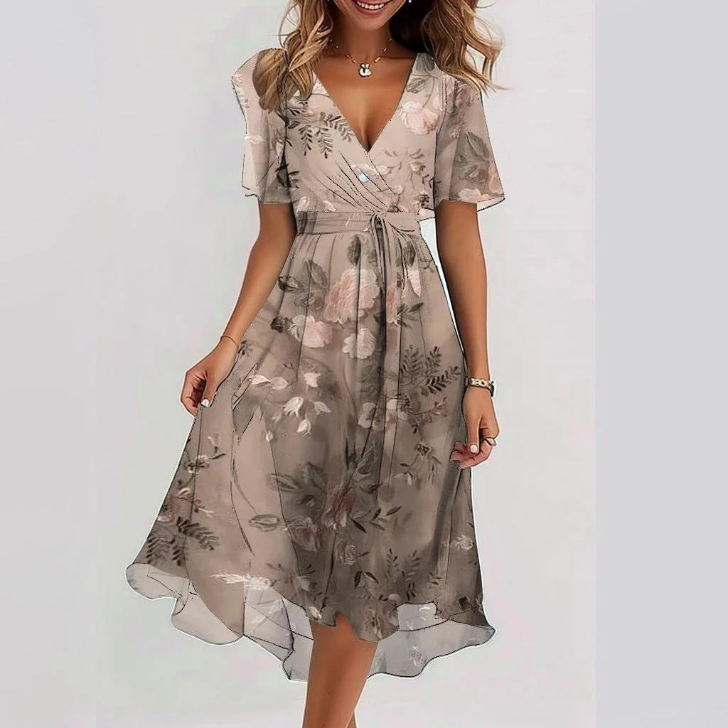 Chiffonkleid – Elegantes, fließendes Midikleid mit V-Ausschnitt-HauteBerlin