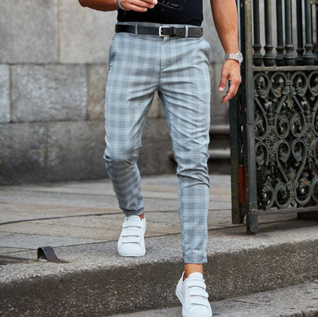 Chino-Hose - Kariert - Slim Fit - Herrenhosen - Chinos-HauteBerlin