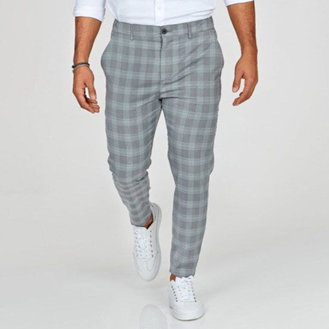 Chino-Hose - Kariert - Slim Fit - Herrenhosen - Chinos-HauteBerlin