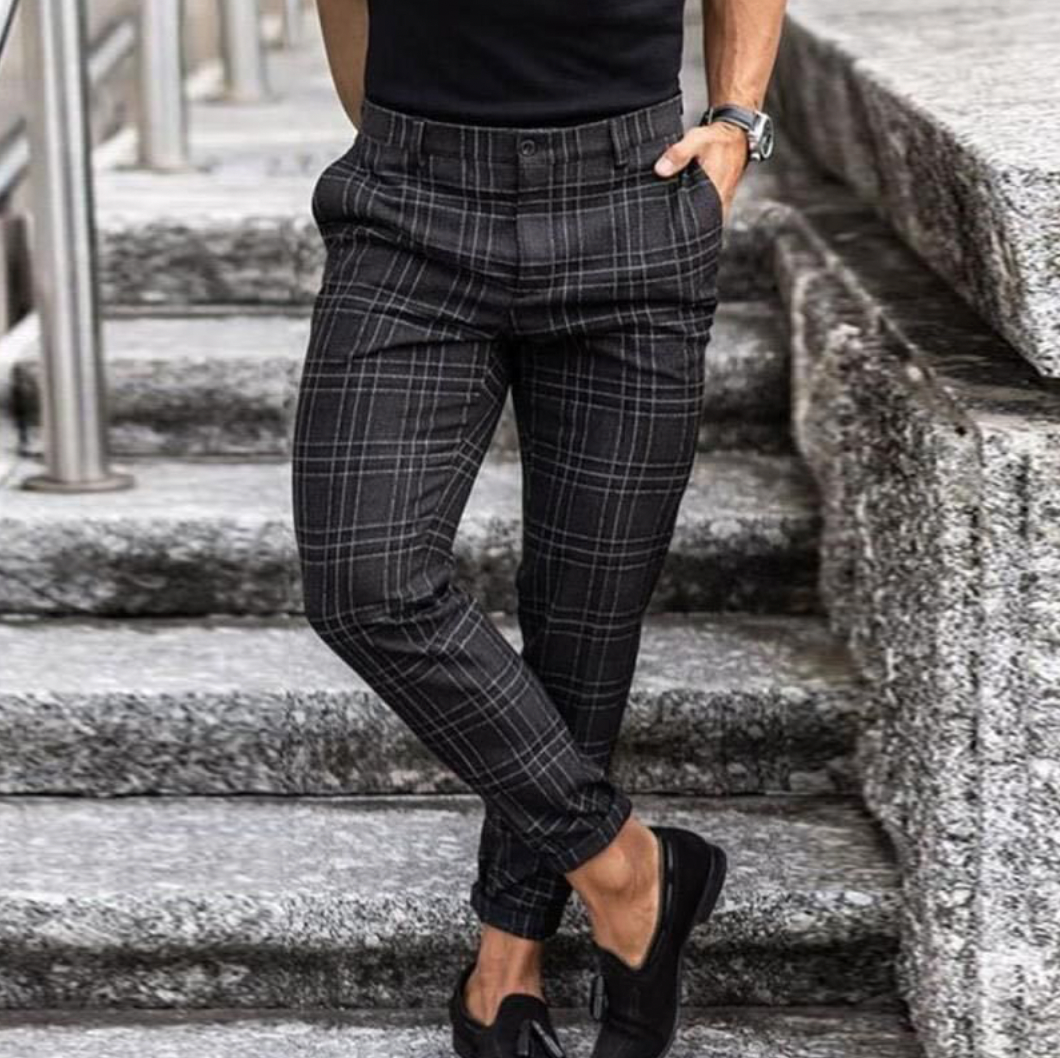 Chino-Hose - Kariert - Slim Fit - Herrenhosen - Chinos-HauteBerlin