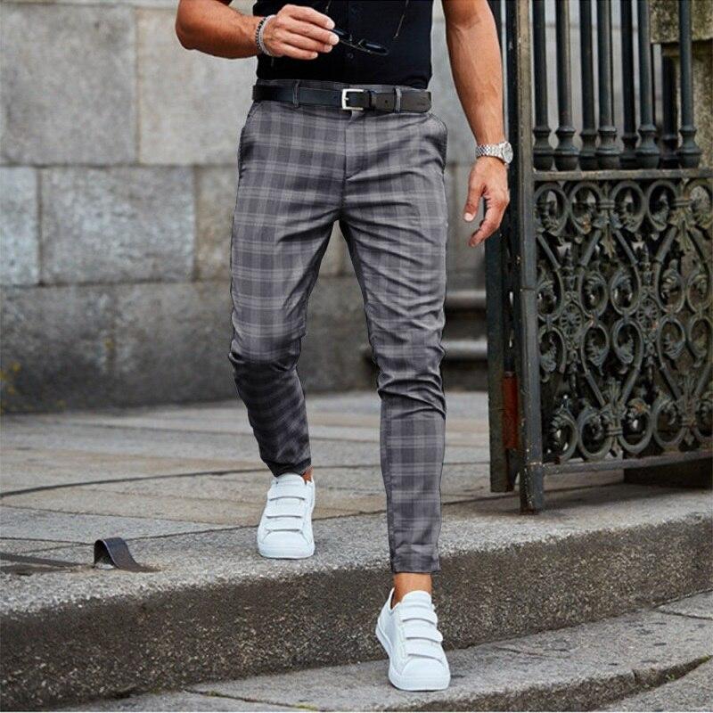 Chinos - Herren karierte Slim Fit Stretch Chino Hose-HauteBerlin