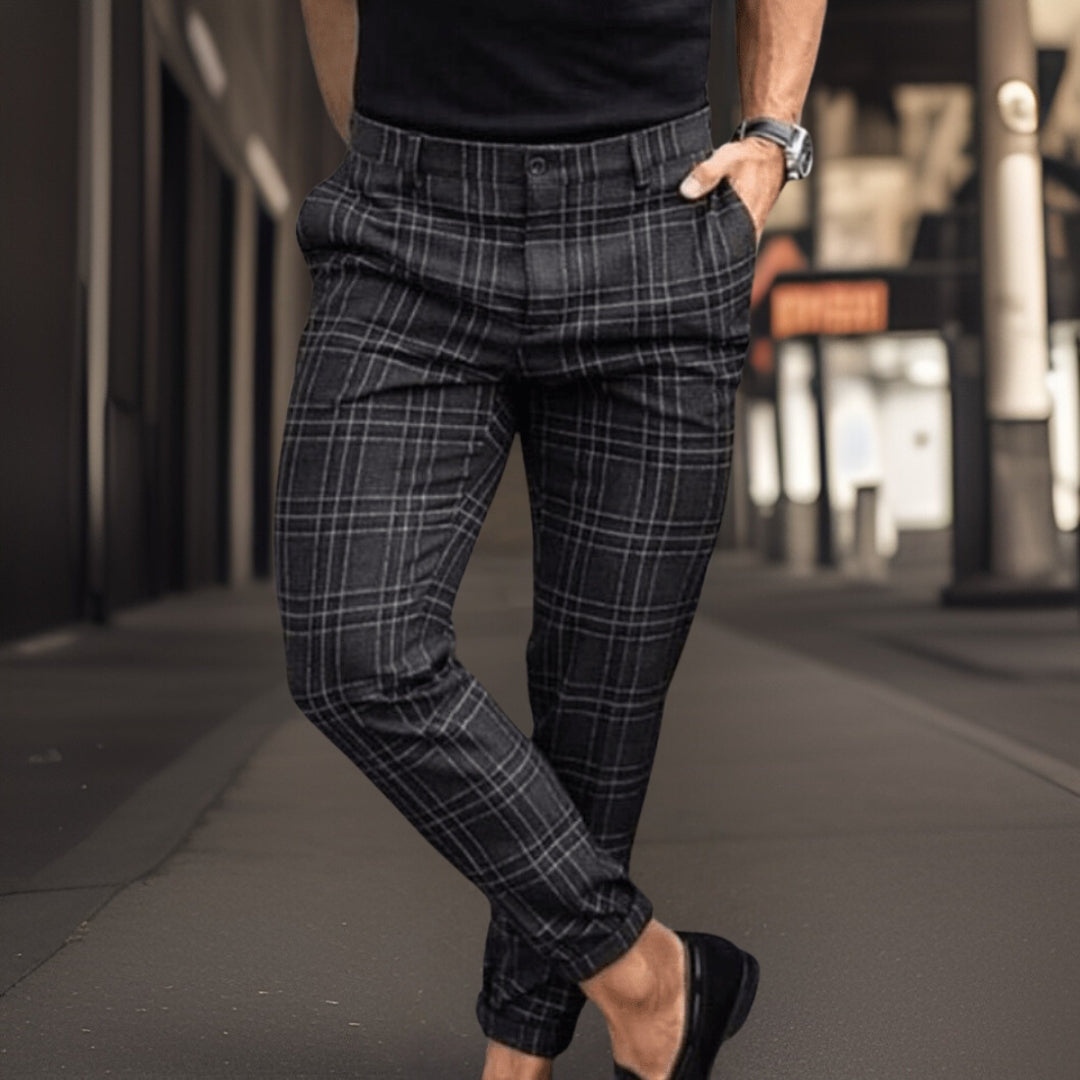 Chinos - Kariert - Stretch - Chino-Hosen - Herrenhosen-HauteBerlin
