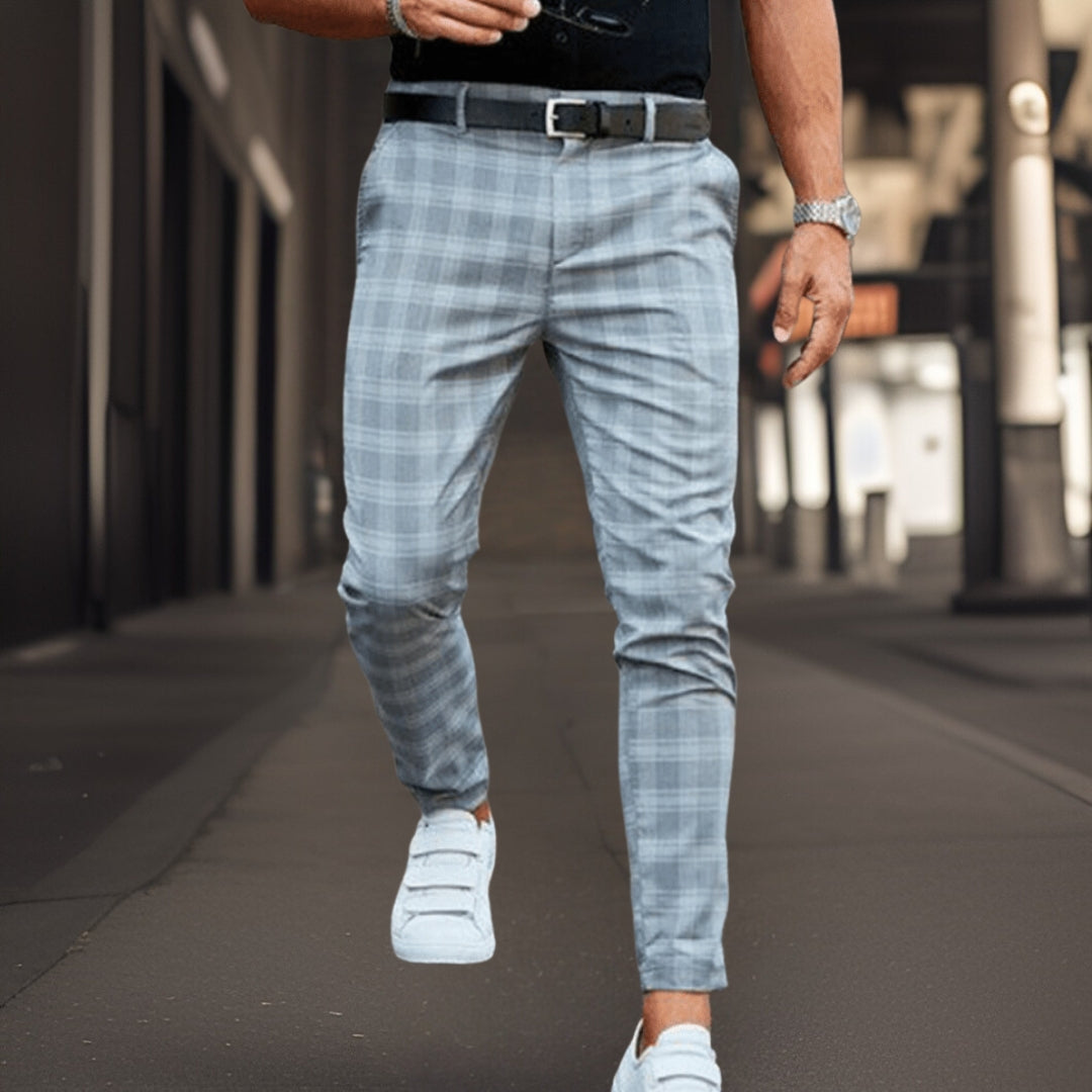 Chinos - Kariert - Stretch - Chino-Hosen - Herrenhosen-HauteBerlin
