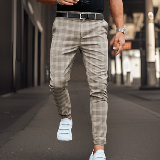 Chinos - Kariert - Stretch - Chino-Hosen - Herrenhosen-HauteBerlin