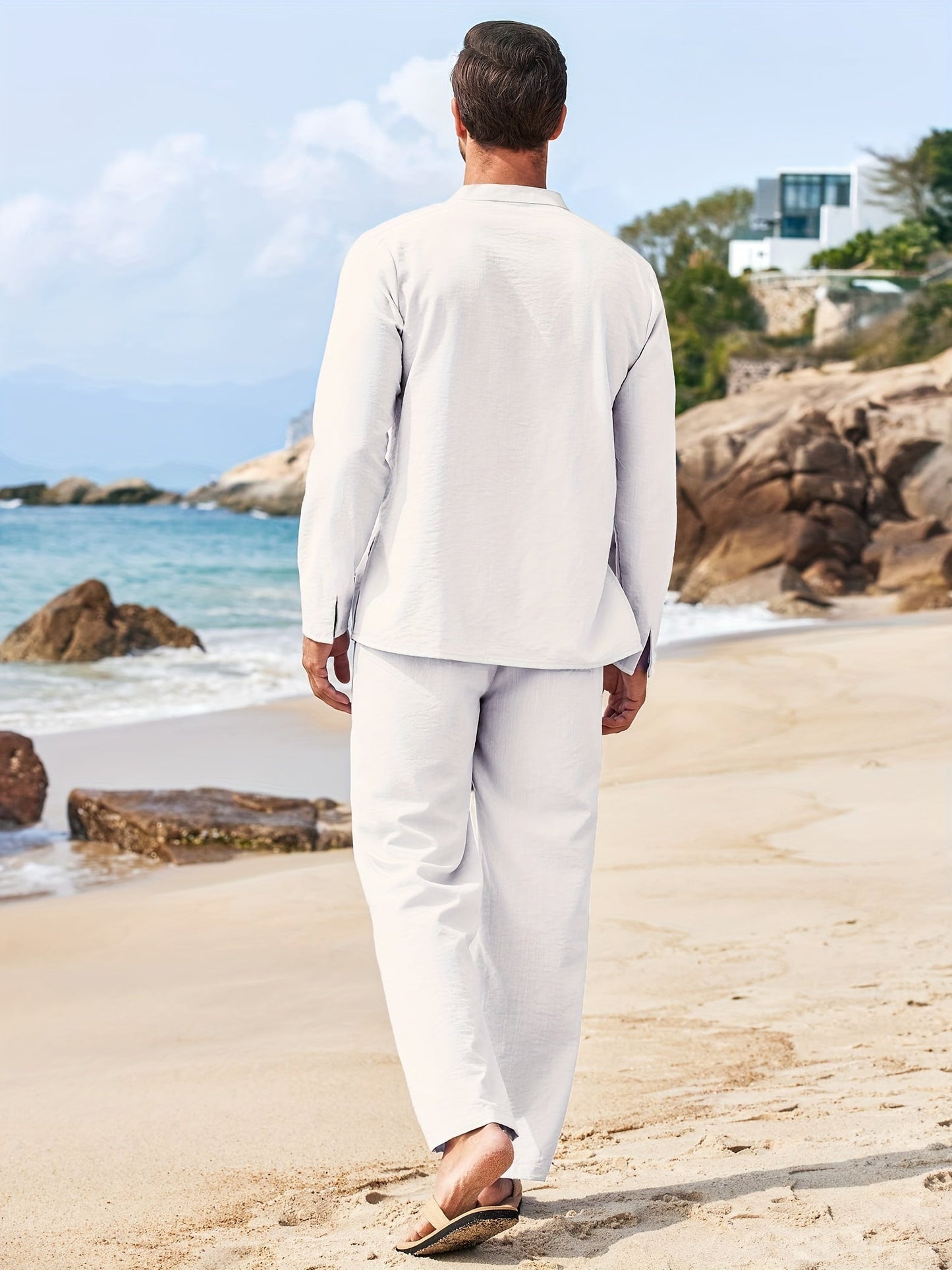 Co-Ord Set - Zweiteiliges Set aus Leinen für Männer mit langen Ärmeln für den Sommer-HauteBerlin