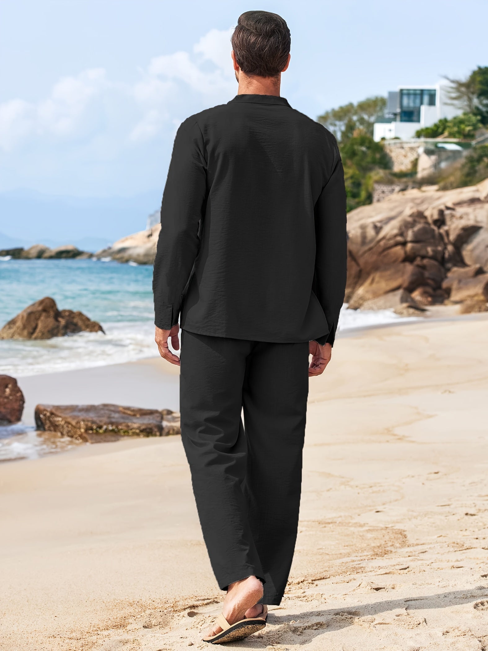 Co-Ord Set - Zweiteiliges Set aus Leinen für Männer mit langen Ärmeln für den Sommer-HauteBerlin
