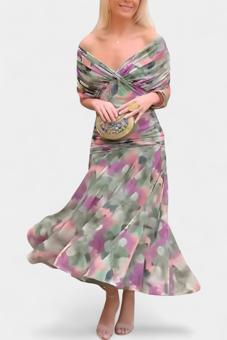 Cocktailkleid – Elegant – Fließend – Schulterfreies Kleid – Maxikleid-HauteBerlin