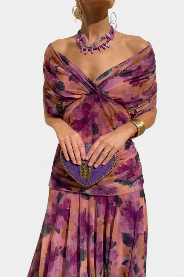 Cocktailkleid – Elegant – Fließend – Schulterfreies Kleid – Maxikleid-HauteBerlin