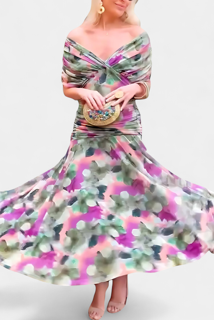 Cocktailkleid – Elegant – Fließend – Schulterfreies Kleid – Maxikleid-HauteBerlin