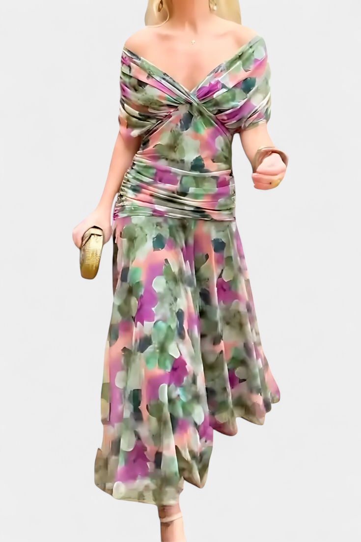Cocktailkleid – Elegant – Fließend – Schulterfreies Kleid – Maxikleid-HauteBerlin