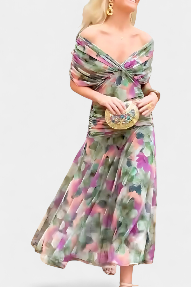 Cocktailkleid – Elegant – Fließend – Schulterfreies Kleid – Maxikleid-HauteBerlin
