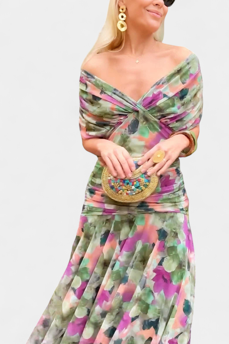 Cocktailkleid – Elegant – Fließend – Schulterfreies Kleid – Maxikleid-HauteBerlin