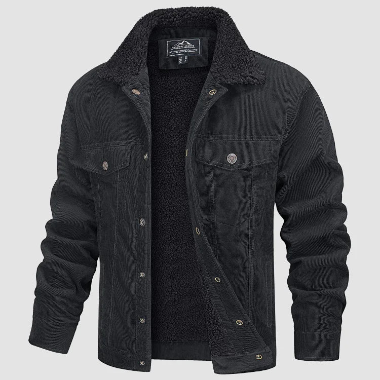 Cordjacke - Fleece Gefüttert - Knöpfe - Winterjacke - Herrenjacke-HauteBerlin