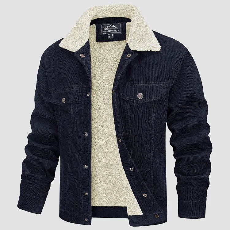 Cordjacke - Fleece Gefüttert - Knöpfe - Winterjacke - Herrenjacke-HauteBerlin
