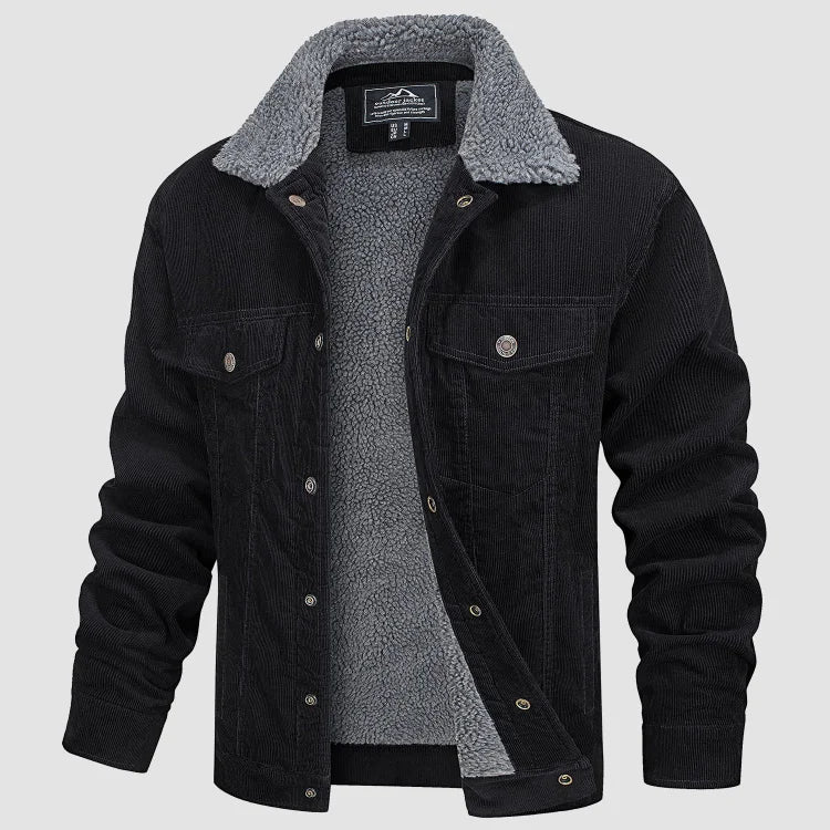 Cordjacke - Fleece Gefüttert - Knöpfe - Winterjacke - Herrenjacke-HauteBerlin