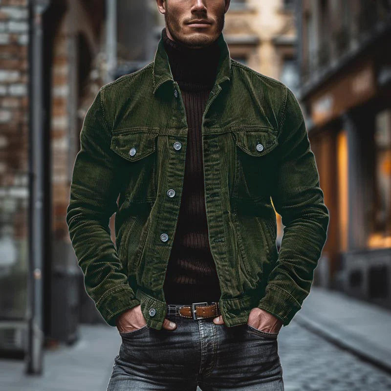 Cordjacke | Mit Knöpfen | Reguläre Passform | Übergangsjacke | Herrenjacke-HauteBerlin