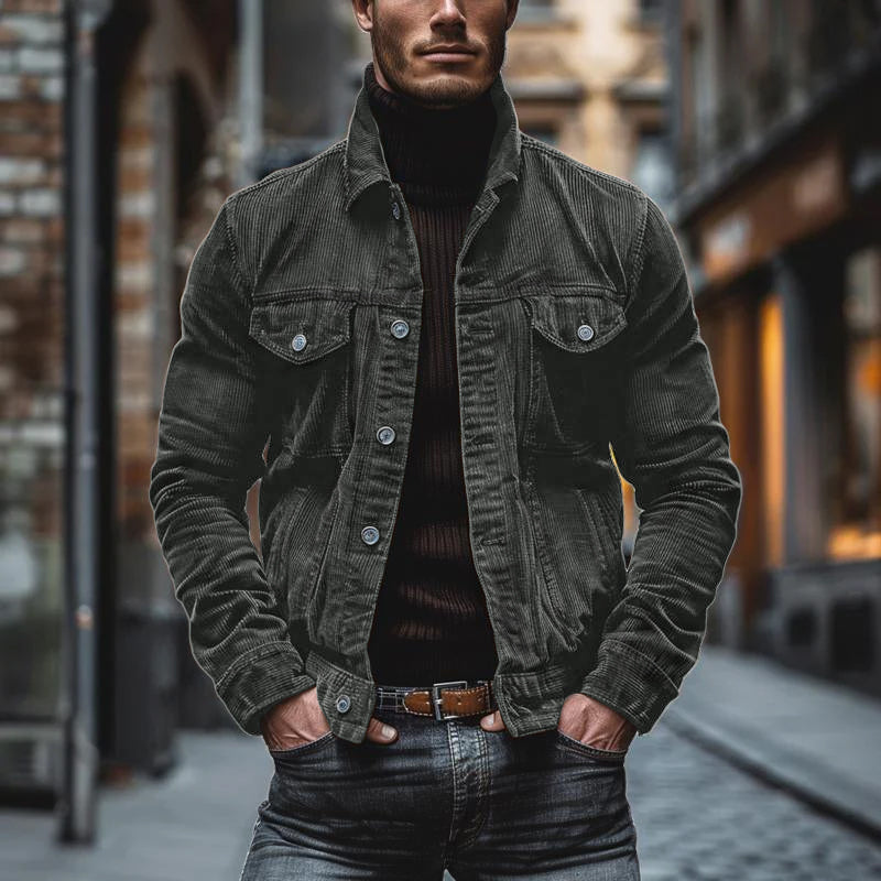 Cordjacke | Mit Knöpfen | Reguläre Passform | Übergangsjacke | Herrenjacke-HauteBerlin