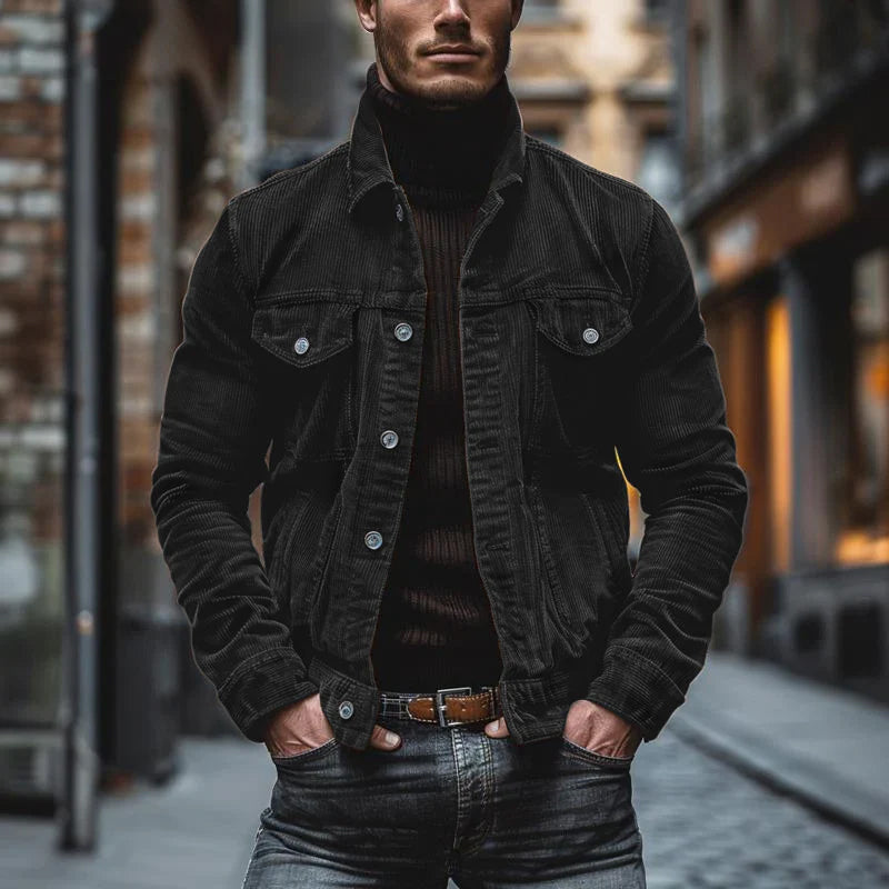 Cordjacke | Mit Knöpfen | Reguläre Passform | Übergangsjacke | Herrenjacke-HauteBerlin