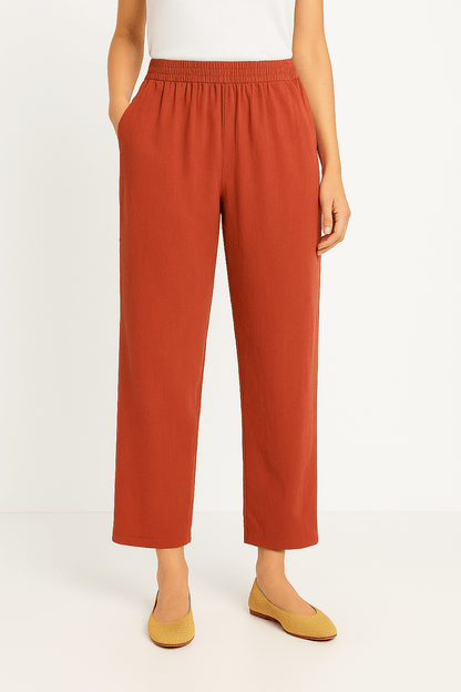Cropped Pants - Damen Freizeithose mit elastischer Taille-HauteBerlin