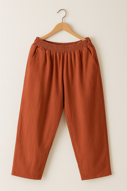 Cropped Pants - Damen Freizeithose mit elastischer Taille-HauteBerlin