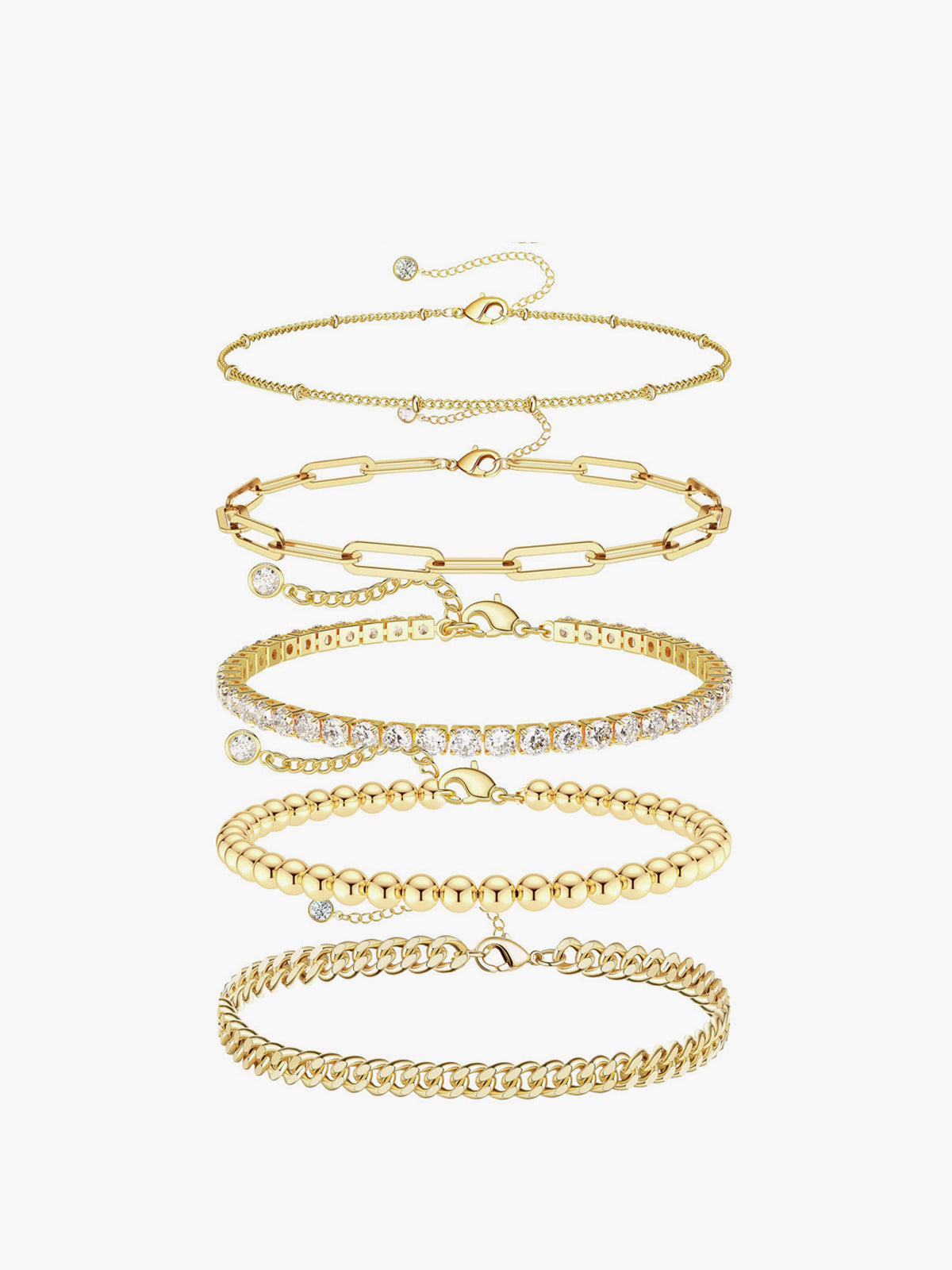 Armbandset - Verstellbare 5-tlg. goldene Armbänder für Frauen