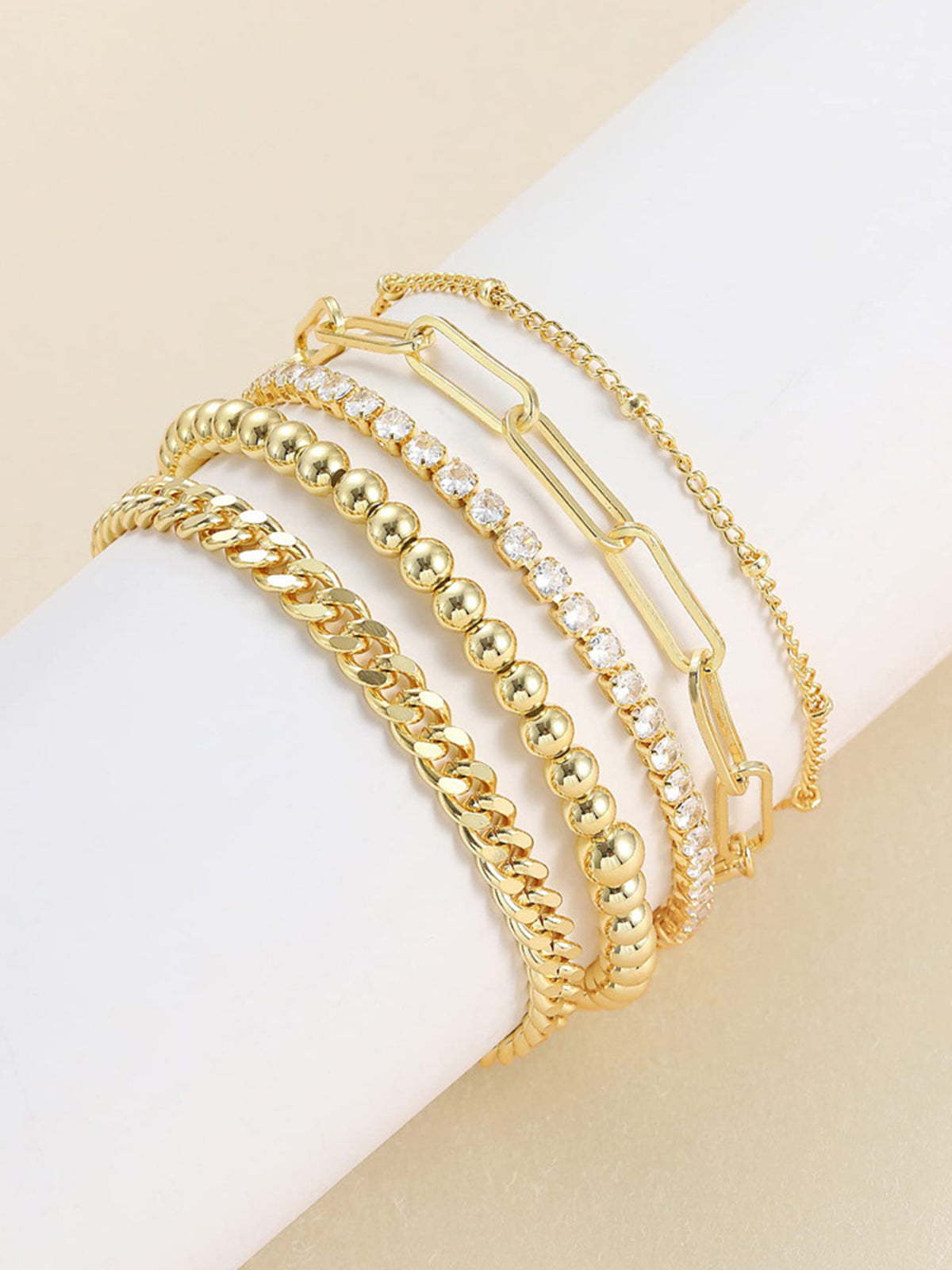 Armbandset - Verstellbare 5-tlg. goldene Armbänder für Frauen