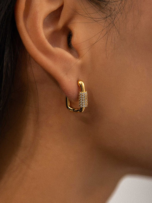 Karabiner-Ohrringe - Oval - Golden - Rechteckige Ohrringe - Damenschmuck