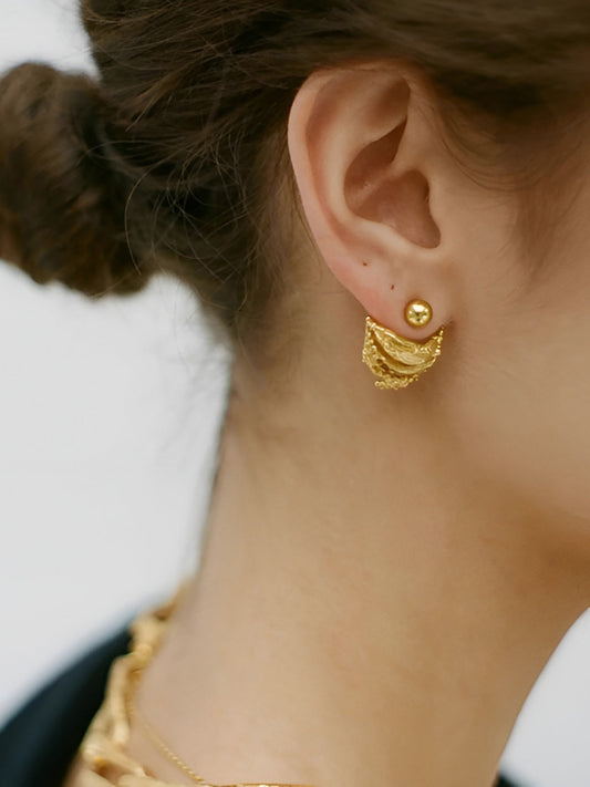 Goldene Ohrringe – Ohrstecker für Frauen mit Vorderseite und Rückseite