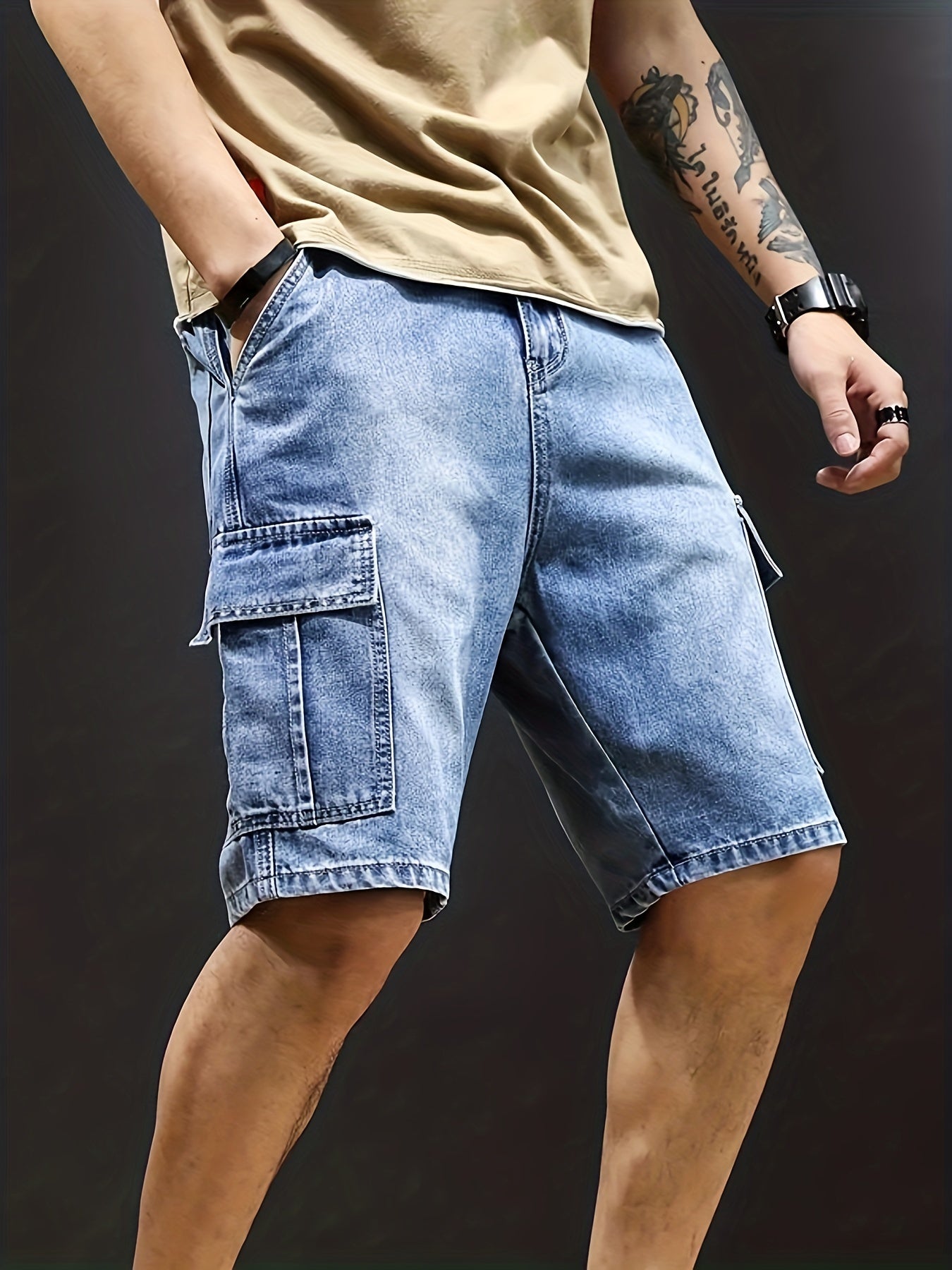 Denim Cargo Shorts | Casual | Stretch | Denim Shorts | Herren Shorts-HauteBerlin
