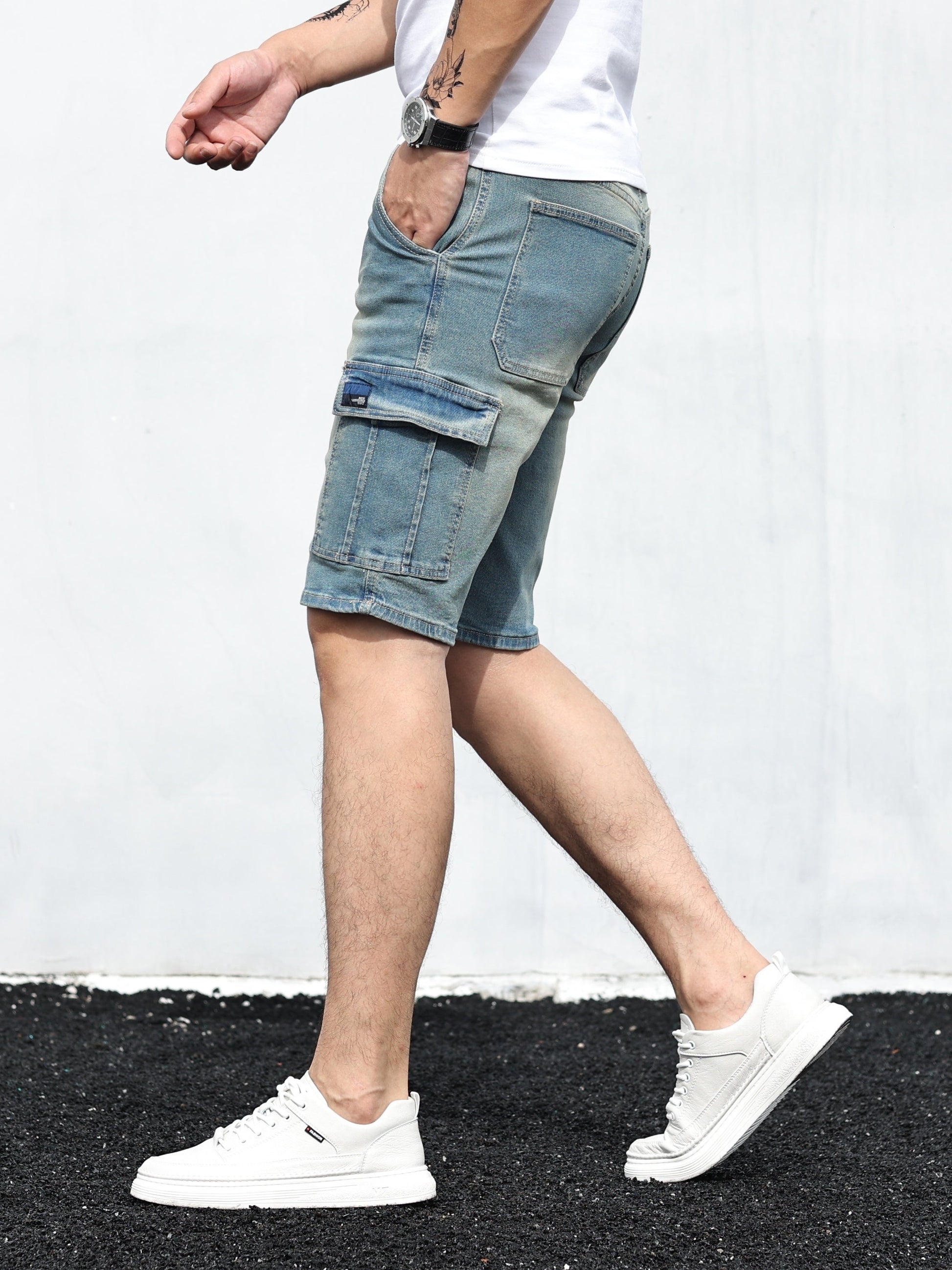Denim Cargo Shorts | Casual | Stretch | Denim Shorts | Herren Shorts-HauteBerlin