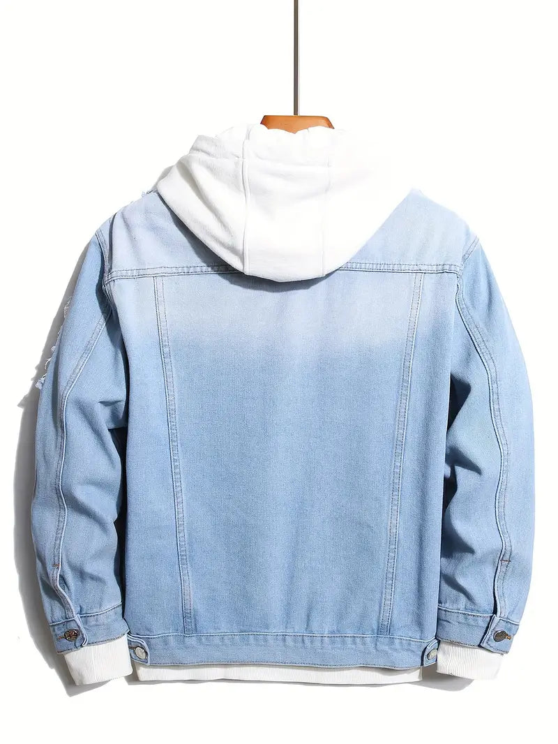 Denim Jacket - Casual - Hellblau - Jeansjacke mit Patches - Herrenjacke-HauteBerlin