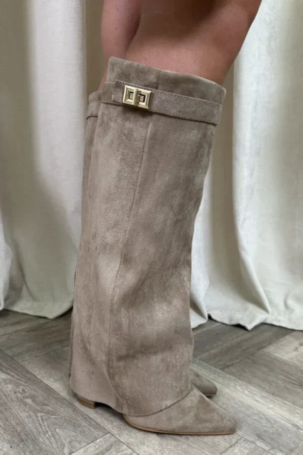 Elasara - Hochwertige kniehohe Stiefel aus Wildleder-HauteBerlin