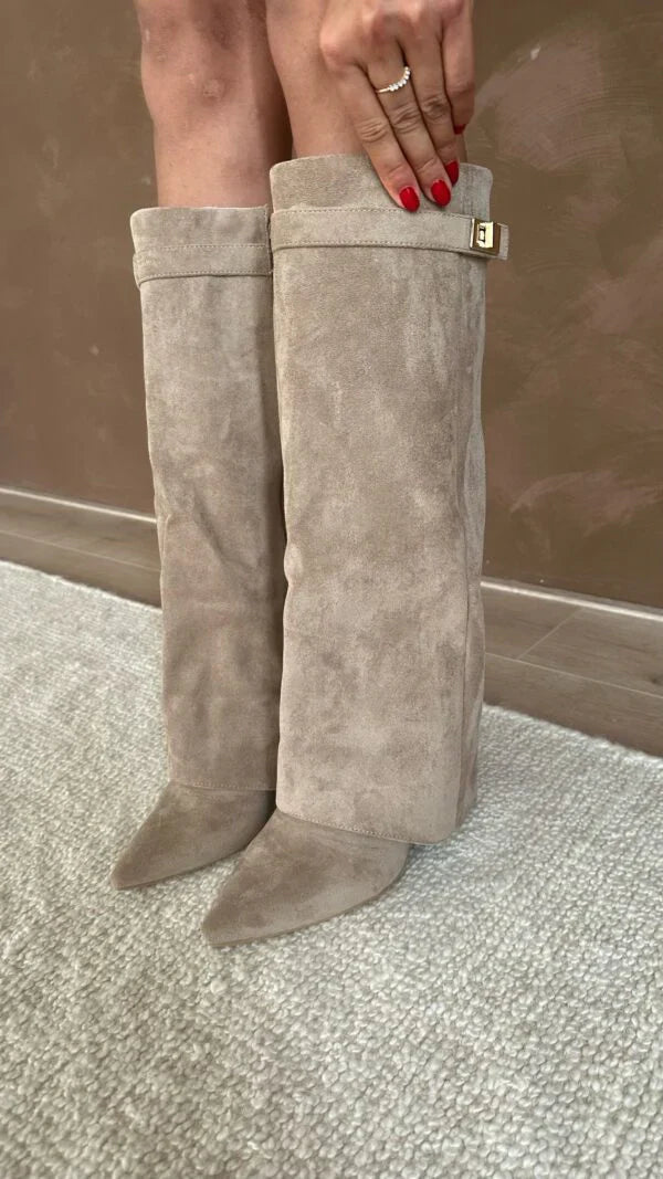 Elasara - Hochwertige kniehohe Stiefel aus Wildleder-HauteBerlin