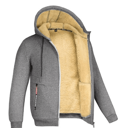 Fellgefütterter Hoodie – Warm – Mit Reißverschluss – Winter-Hoodie – Herren-Hoodie-Jacke-HauteBerlin