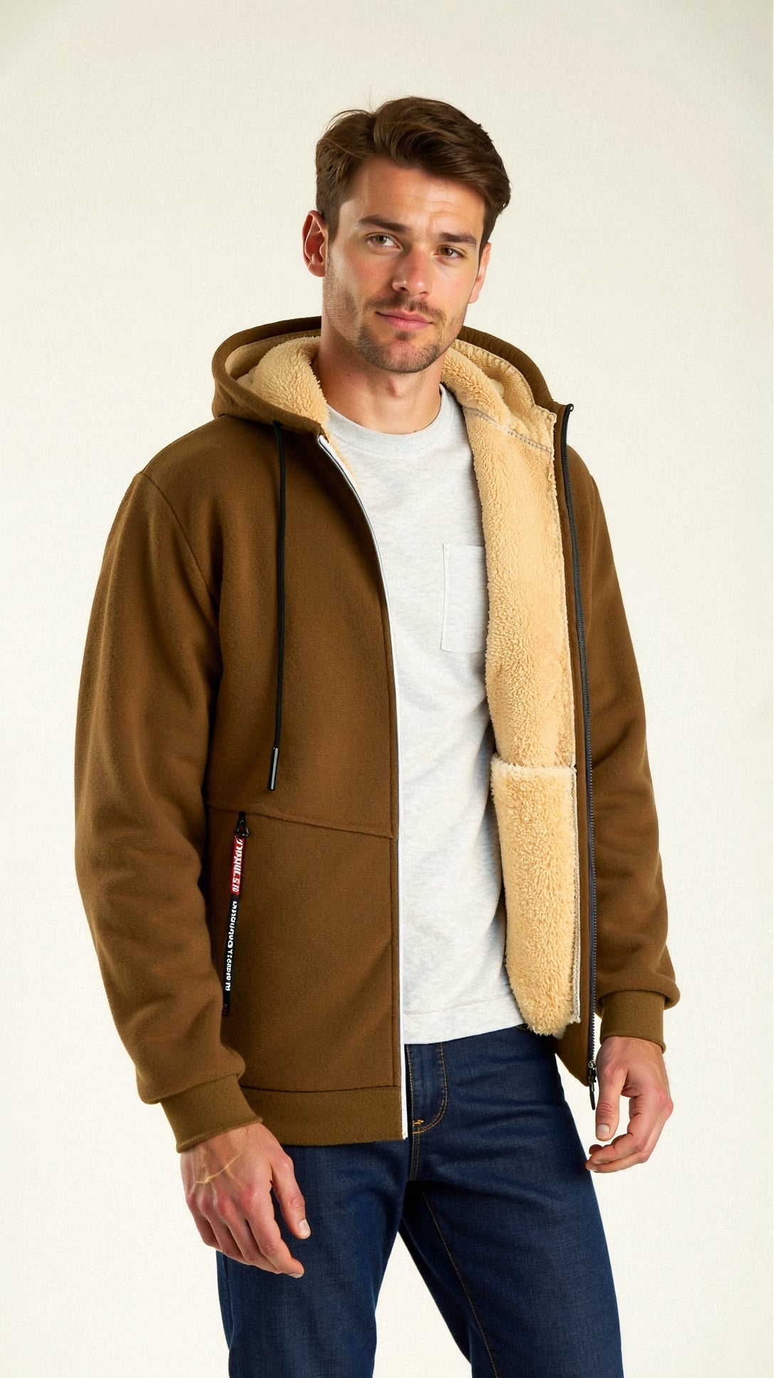 Fellgefütterter Hoodie – Warm – Mit Reißverschluss – Winter-Hoodie – Herren-Hoodie-Jacke-HauteBerlin