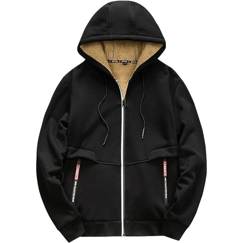 Fellgefütterter Hoodie – Warm – Mit Reißverschluss – Winter-Hoodie – Herren-Hoodie-Jacke-HauteBerlin