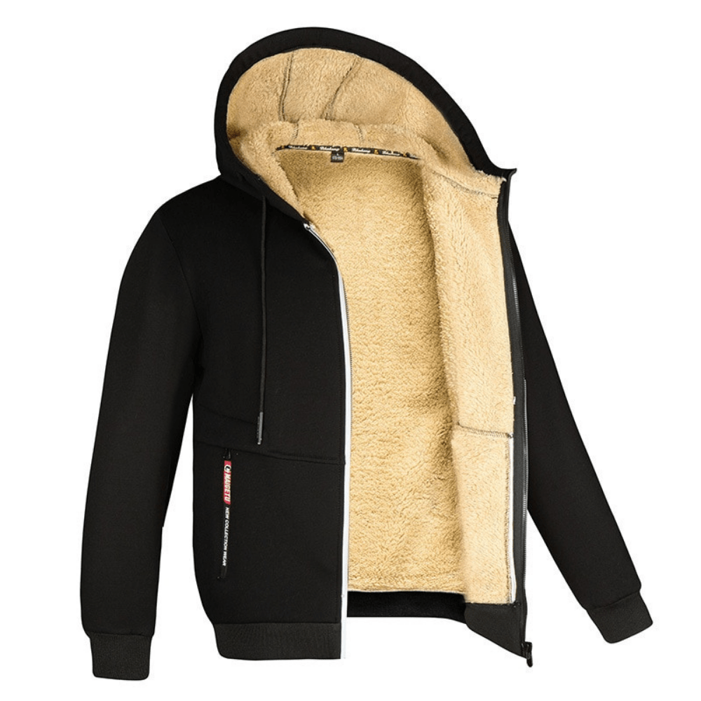 Fellgefütterter Hoodie – Warm – Mit Reißverschluss – Winter-Hoodie – Herren-Hoodie-Jacke-HauteBerlin