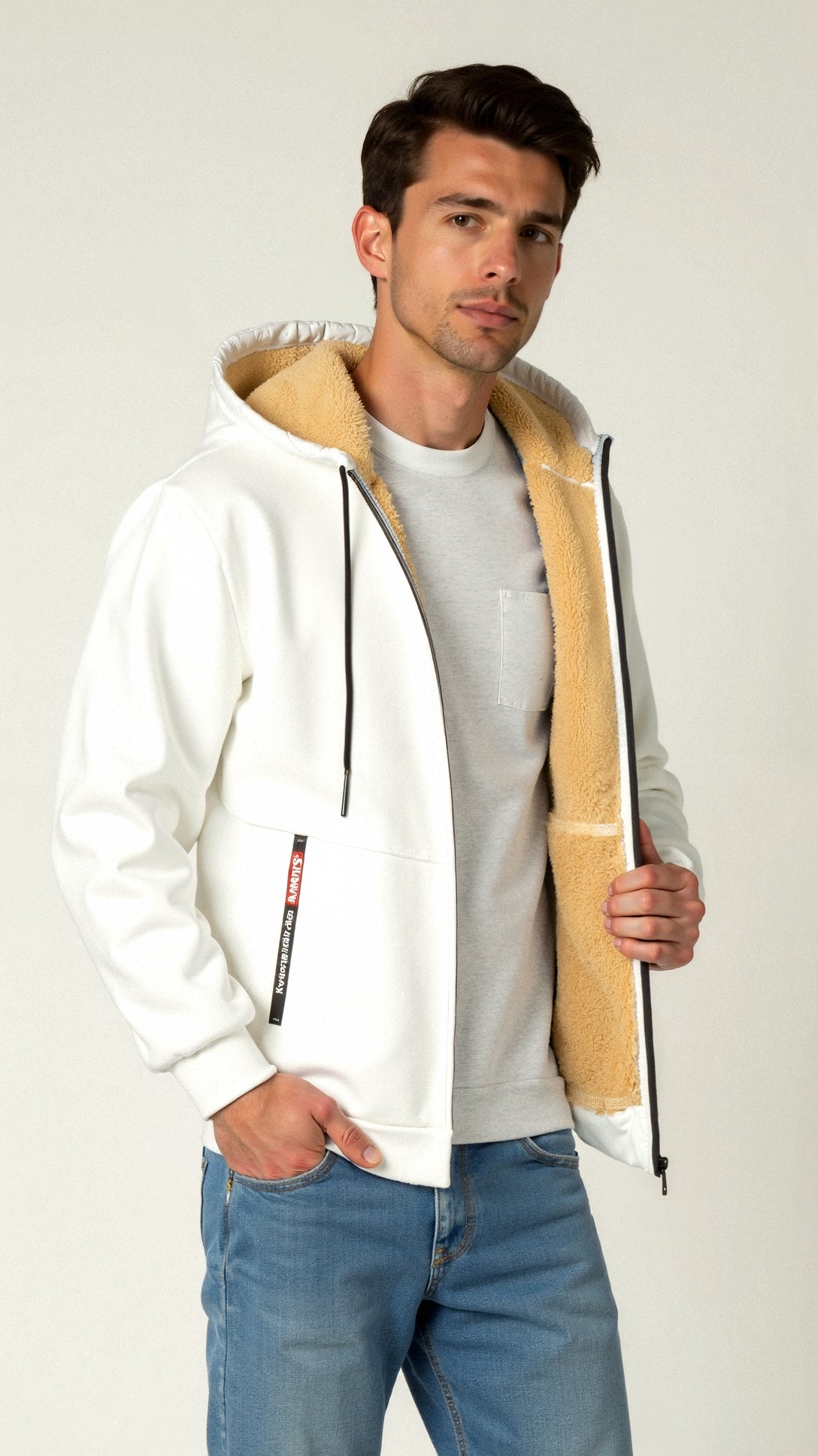 Fellgefütterter Hoodie – Warm – Mit Reißverschluss – Winter-Hoodie – Herren-Hoodie-Jacke-HauteBerlin