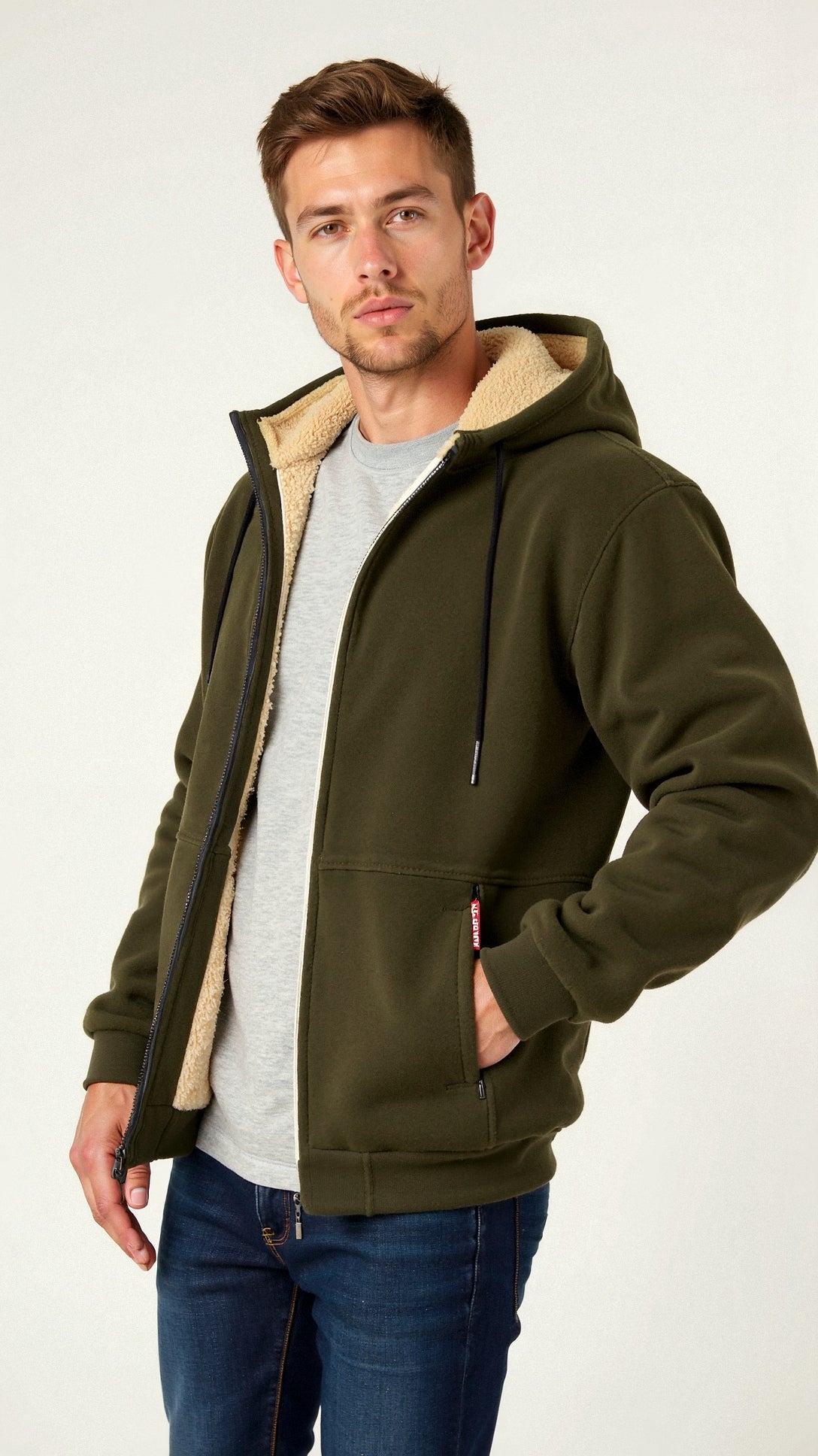Fellgefütterter Hoodie – Warm – Mit Reißverschluss – Winter-Hoodie – Herren-Hoodie-Jacke-HauteBerlin